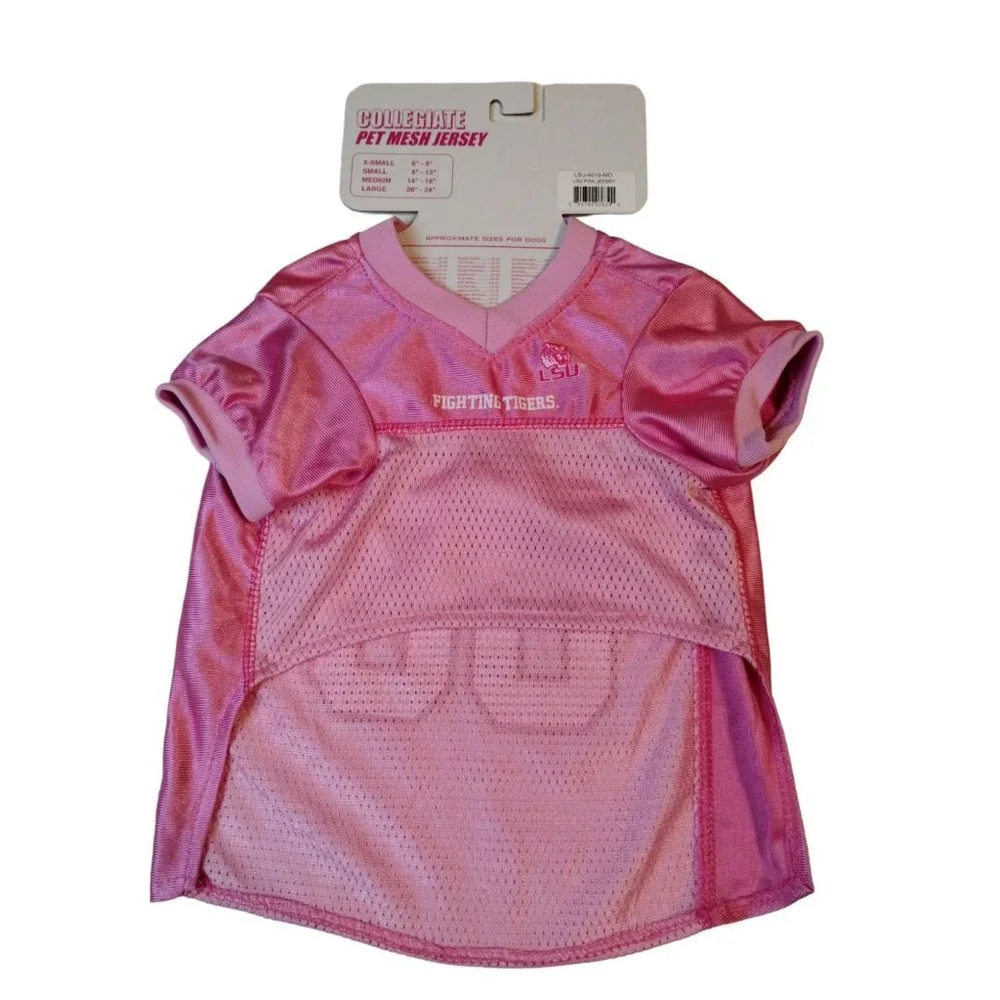 NCAA Large Breed Dog Medium Pink Mesh Jersey Louisiana State University Tigers